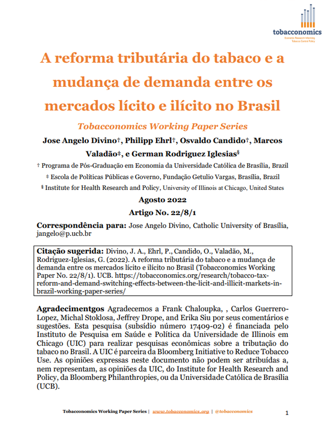 A reforma tributária do tabaco e a mudança de demanda entre os mercados lícito e ilícito no Brasil